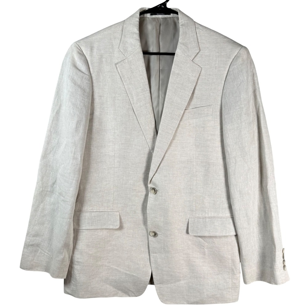 Nordstrom Ormezzano Linen Blazer Mens 42L Beige Sport Coat Summer Wedding Jacket